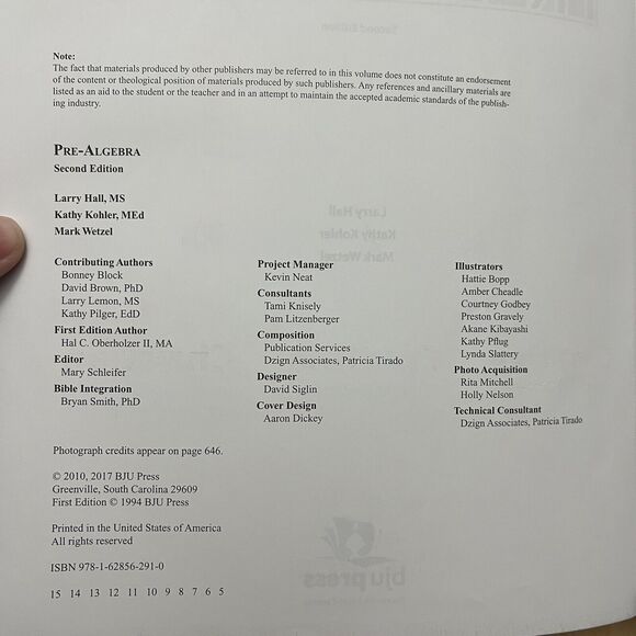 BJU Bob Jones Pre Algebra Student Worktext Homeschool Curriculum Second Edition - Picture 3 of 10